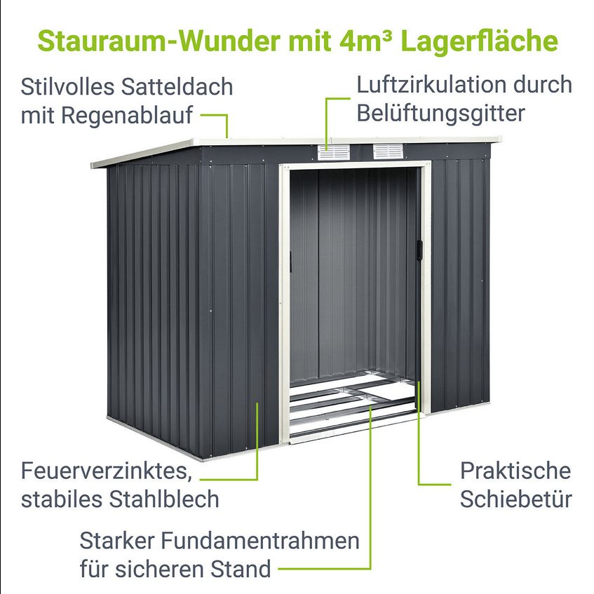 Gartenhaus Geräteschuppen Geräteschuppen aus Metall mit Schuppendach XL