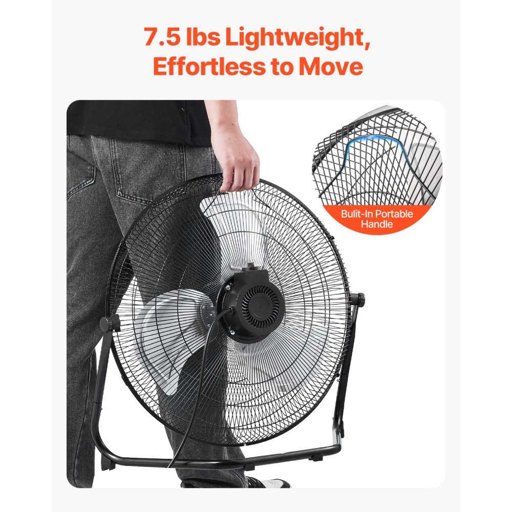 Bodenventilator, 3 Geschwindigkeiten, Windmaschine, 45 cm, Standventilator, 360° verstellbare Neigung, 6 m/s Luftstrom, großer Metallventilator für Zuhause, Fitnessstudio, Büro, Garage, Geschäft