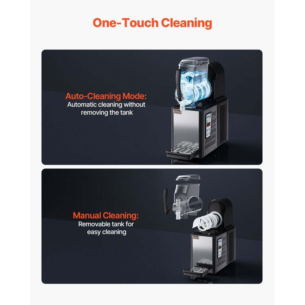 Commercial Slush Ice Cream Machine 4L Single Tank Frozen Drink Machine 16 Cup Stainless Steel Slush Ice Cream Machine with Keyboard Soft Ice Cream Machine for Party Restaurant Cafe Bar Black