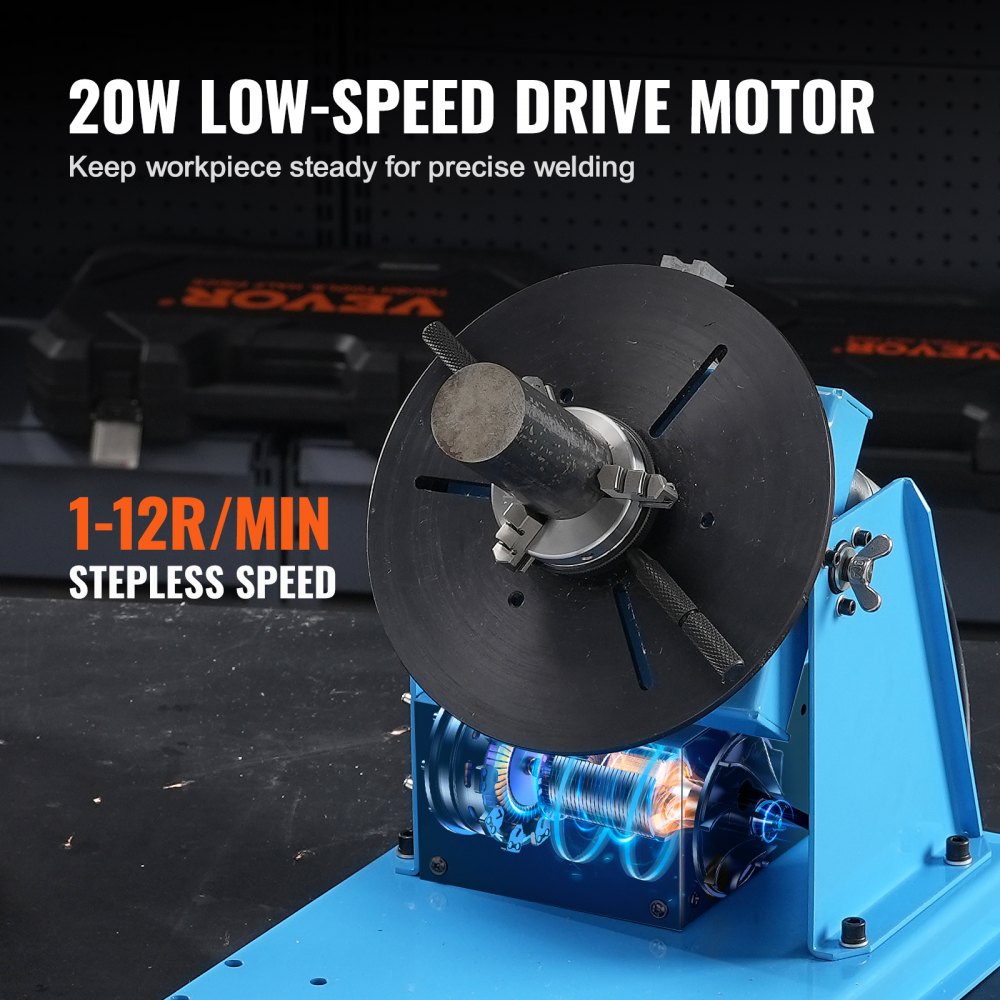 Schweißdrehtisch 20 W Schweißpositionierer 1-12 U/min Manipulator 10 kg (horizontal)/5 kg (vertikal) Drehtisch 0-90° Neigungswinkel K01-63 Dreibackenfutter zum Schneiden, Schleifen, Montieren Schweißdrehtisch 20 W Schweißpositionierer 1-12 U/min Manipulator 10 kg (horizontal)/5 kg (vertikal) Drehtisch 0-90° Neigungswinkel K01-63 Dreibackenfutter zum Schneiden, Schleifen, Montieren