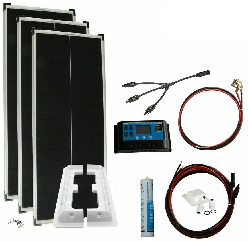 Komplettpaket Solarpanel 300 Watt Solaranlage für Wohnmobile, Wohnwagen und Wohnmobile