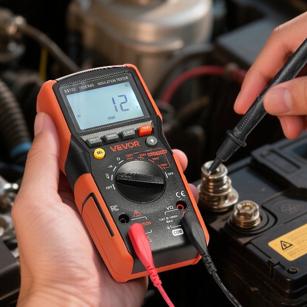 Digital Multimeter, 4000 Count TRMS Voltmeter Ohmmeter, 1000V AC/DC Voltage Tester with switchable auto/manual range for voltage, resistance and continuity measurement