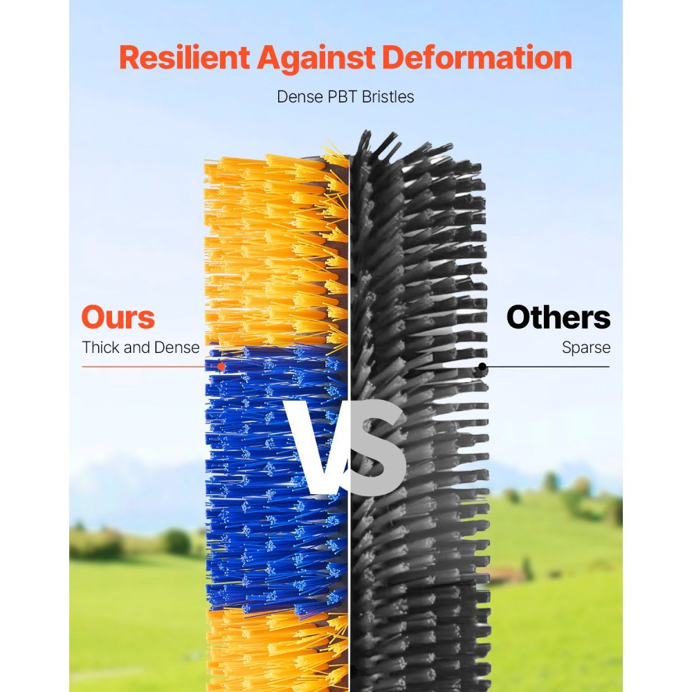 Scratching brush, set of 6 cattle brushes with 12 screws, 51 x 19 x 10 cm scrubbing brush, for relieving itching & for cleaning, grooming & scratching post brush for horses, pigs & cattle