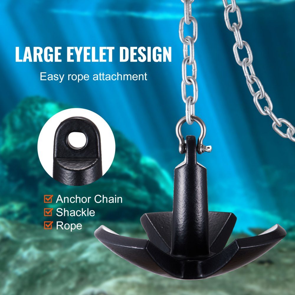 River Anchor Cast Iron Boat Anchor with Black Vinyl Coating 30 lbs, Marine Grade Mushroom Anchor for Boats up to 30 Feet, Impressive Holding Power in Mud Bottom Rivers and Lakes