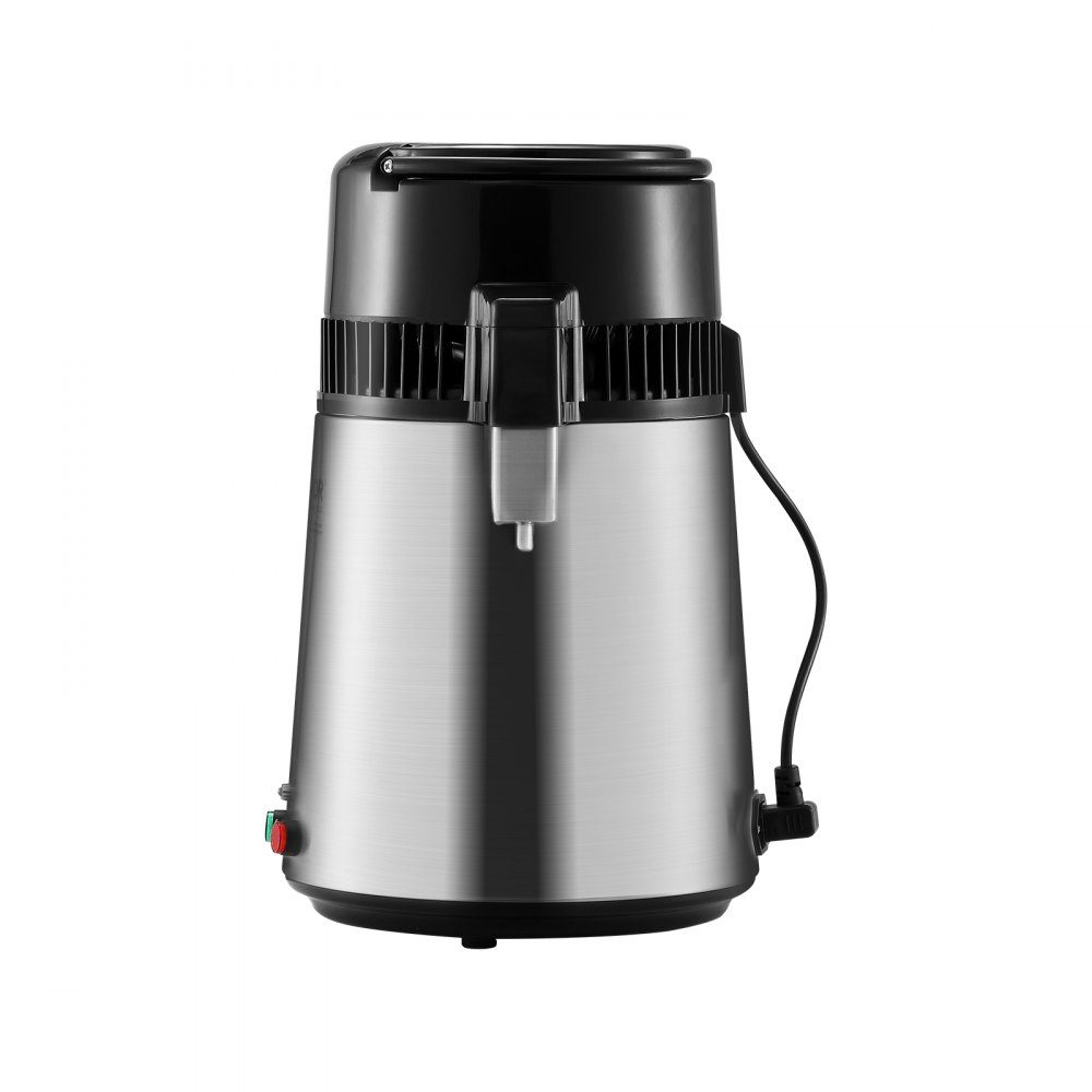 Waterdestilleerder 4L Gezuiverd waterfilter 750W Gedistilleerd water Roestvrij staal Binnendistilleerder Zilver Huishoudelijk 1L water per uur