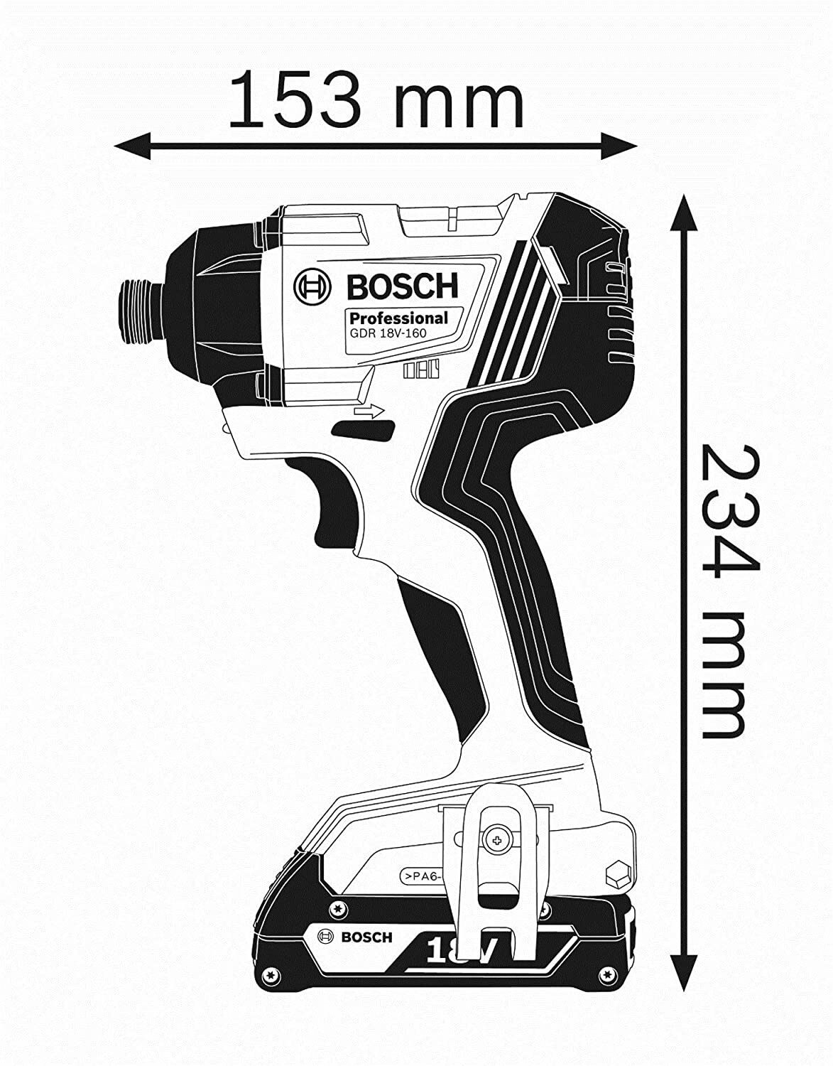 Bosch Professional 18V System Akku-Bohrschlagschrauber GDR 18V-160 (max. Drehmoment: 160 Nm, Schrauben M6 - M14, 1/4" Innensechskant, ohne Akkus und Ladegerät, in L-BOXX)