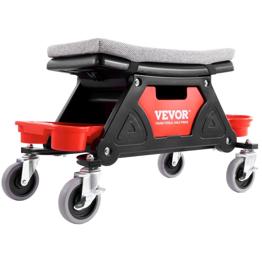 Werkstatthocker Rollhocker 640 x 335 x 390 mm, 136 kg belastbar Werkstatt Rollsitz Montagehocker Garagenhocker, Werkstatt Arbeitshocker Stuhlsitz inkl. Lagerbox & Paletten, fahrbar