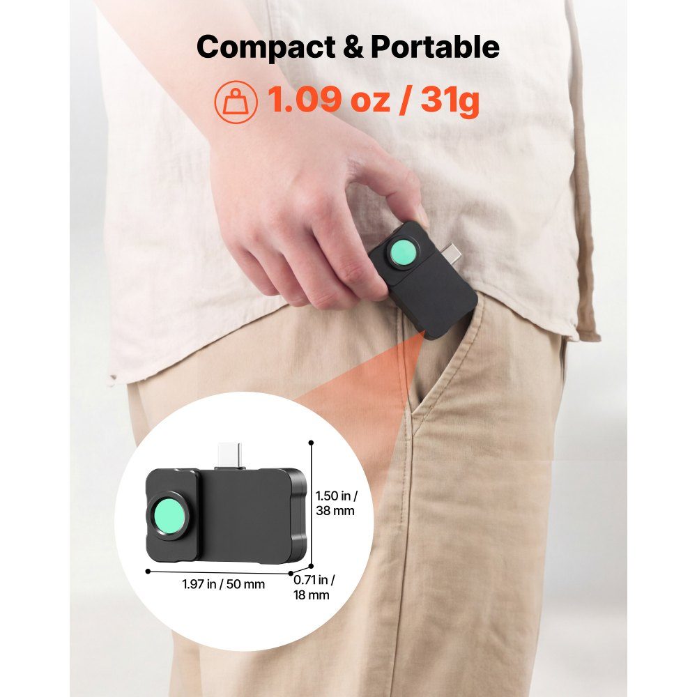 Thermal Imaging Camera for iOS and Android, Thermal Imaging Camera with 512x384 Super IR and 256x192 IR Resolution and Macro Lens for Smartphone Tablet with USB-C, 25Hz Infrared Camera for Inspections at -20°C to 550°C