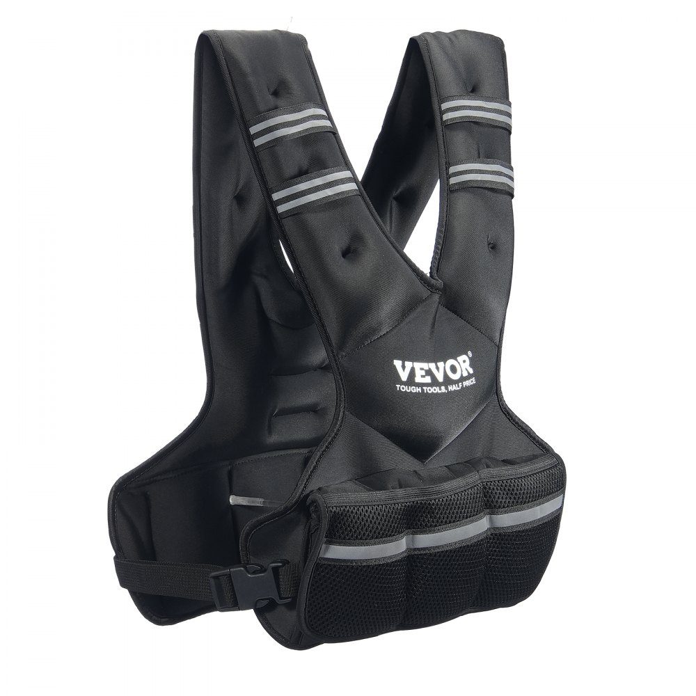 Gilet de musculation réglable 9-14,5 kg avec 6 poids de fer et de sable et bande Réf. léchissante, ensemble d'entraînement pour homme et femme, équipement d'entraînement pour la musculation, la course à pied