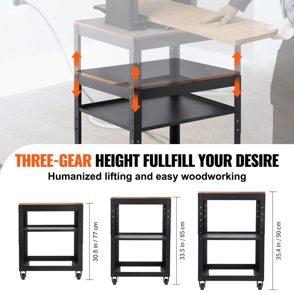 Machinestandaard dikteschaafmachine 70,3×60,3×90cm basisframe dikteschaafmachine staal & MDF Max. draagvermogen 45 kg. Machinetafel in hoogte verstelbaar. Compatibel met de meeste schaafzagen