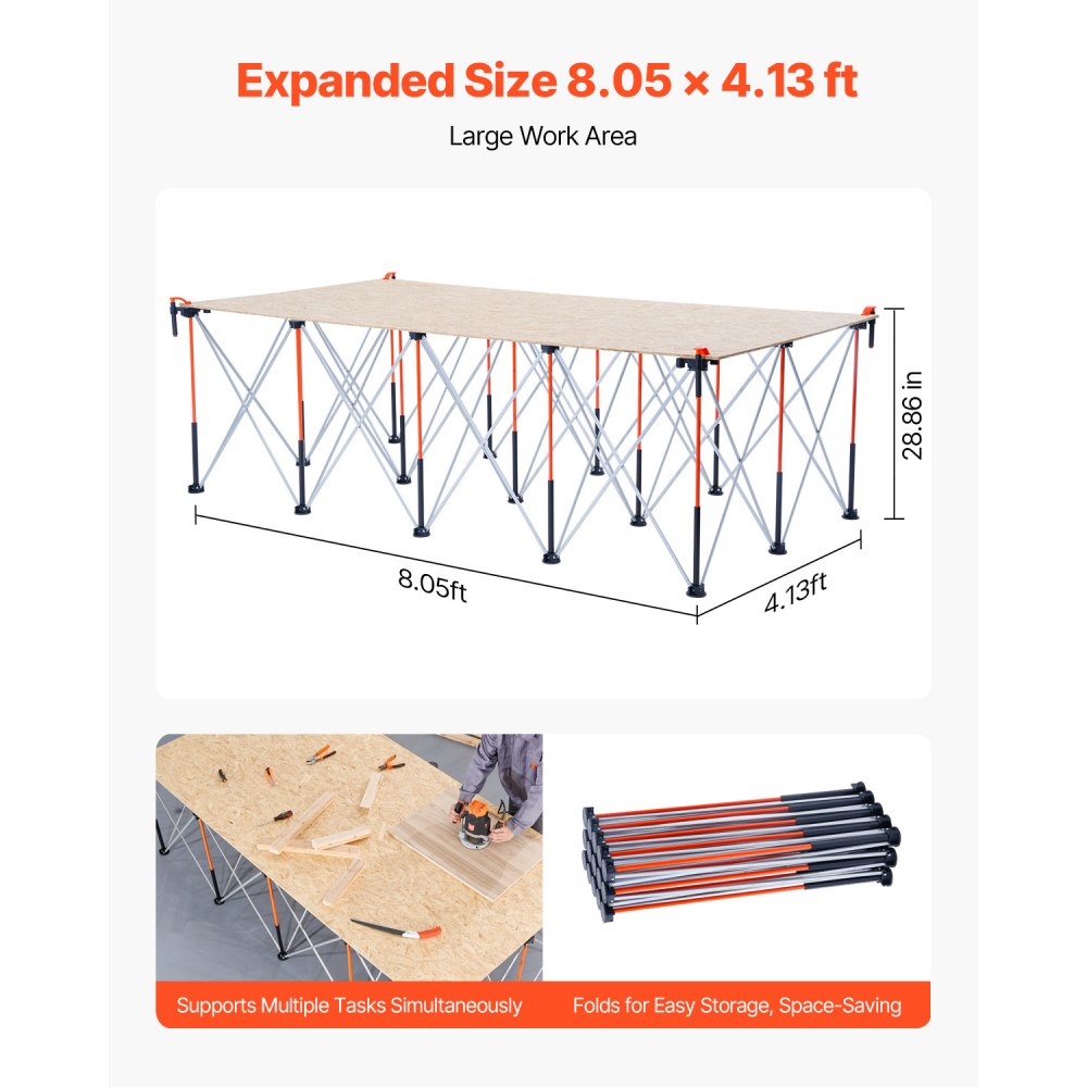 Tragbarer klappbarer Werkständer (970 x 215 x 350 mm), klappbarer Werkbank-Werkbankständer mit 2724 kg Tragkraft & Aufbewahrungstasche (ohne Tischplatte) für Garagenwerkstatt