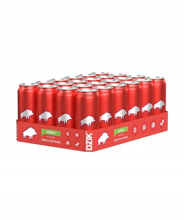 WK Dzik Napój Gazowany - Zero Kofeiny, Zero Kalorii - Arbuz, 500ml, 24 szt.