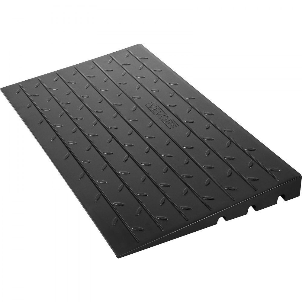 Gummischwellenrampe, Türschwellenrampe mit 6,5 cm Abstand, 3-Kanal-Kabelabdeckung, feste Gummischwellenrampe, mit einer Tragfähigkeit von 1000 kg für Rollstühle und Roller