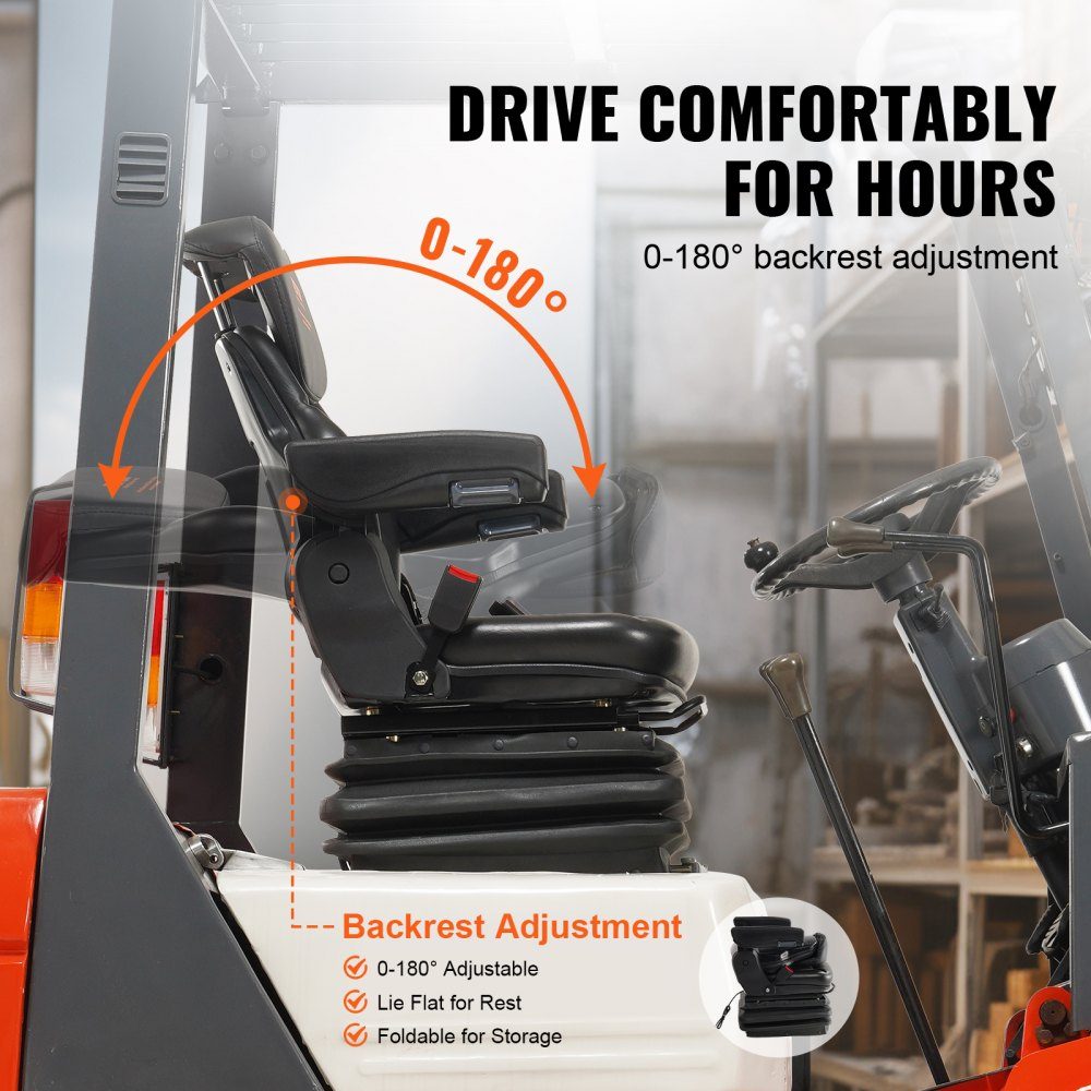 Tractor Seat 590 x 560 x 755mm 0-180° Tractor Seat Universal Tractor Seat Tractor Seat Tractor Seat Forklift PVC 33.1kg for most mechanical seats such as forklifts