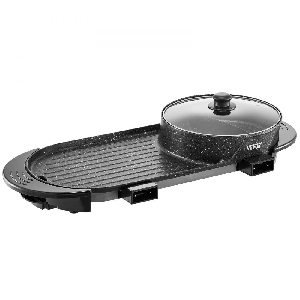 Hot Pot with Grill, 2200W 2-in-1 Electric Smokeless Grill and Hot Pot, Korean BBQ Shabu Dutch Oven with Separate Dual Temperature Control and Non-Stick Pans