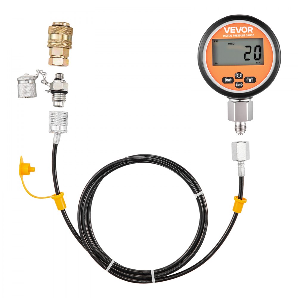 Zestaw cyfrowego złącza do pomiaru ciśnienia hydraulicznego, manometr 10000 PSI Tester manometru z 1 manometrem i 1 złączem testowym i 1 szybkozłączem i 1 wężem do maszyn budowlanych koparki