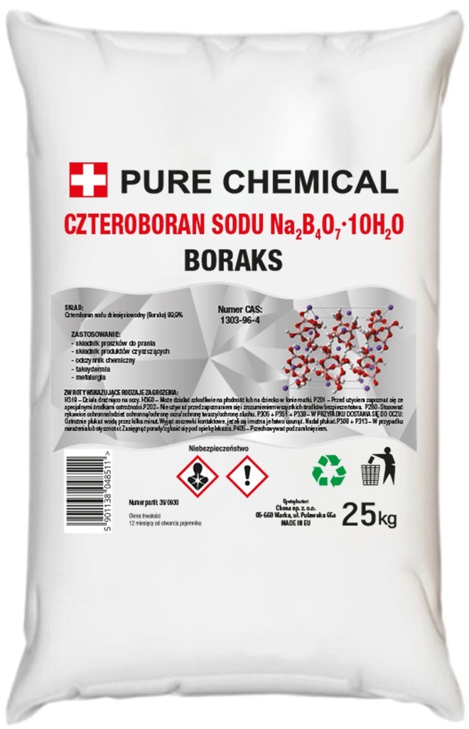 Pure Chemical™ Borax – Sodium Tetraborate Decahydrate 25kg Pure Chemical™ Borax – Sodium Tetraborate Decahydrate 25kg