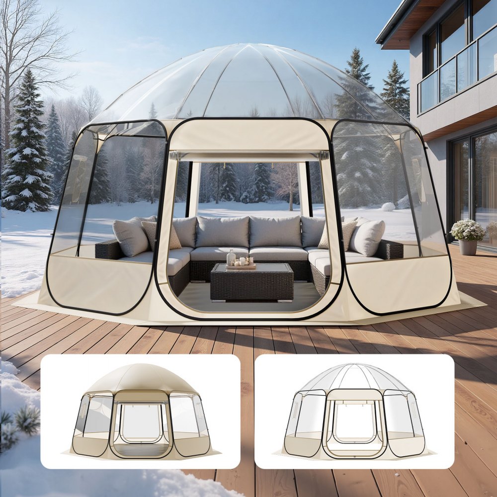Pop-up bubble tent 458x432x230cm transparante kampeertent tuinkoepel iglotent met ramen sporttent 540° panoramisch zicht voor 12-15 personen patio achtertuin Pop-up bubble tent 458x432x230cm transparante kampeertent tuinkoepel iglotent met ramen sporttent 540° panoramisch zicht voor 12-15 personen patio achtertuin