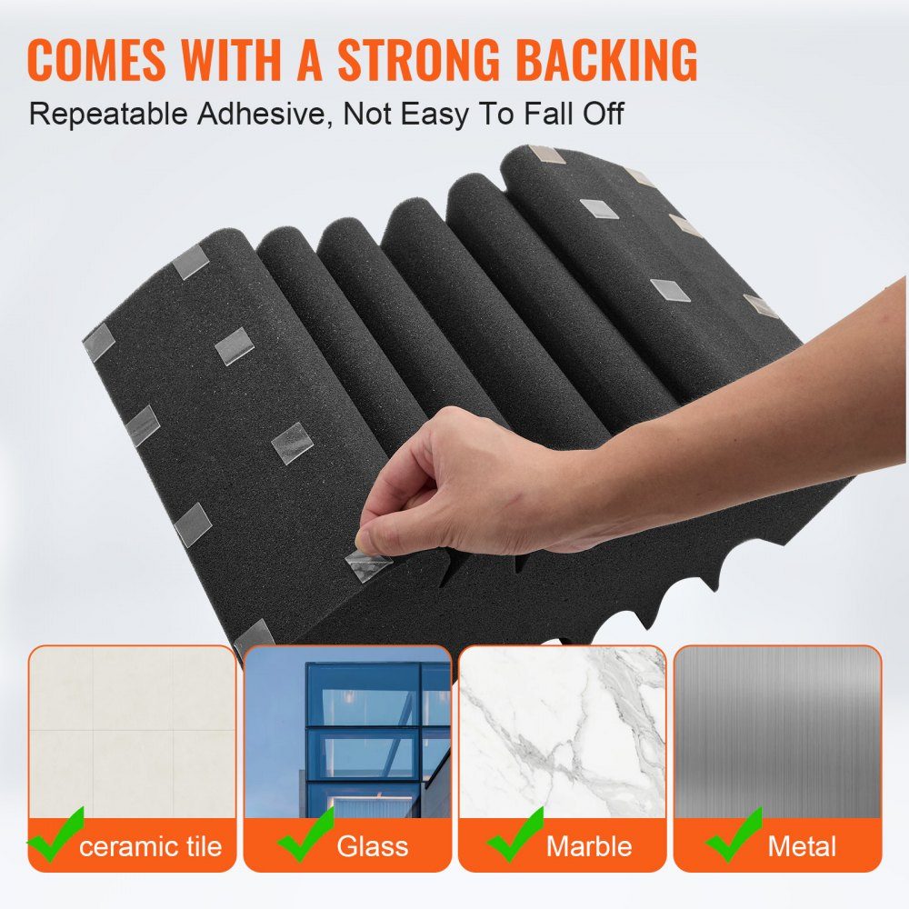 Akustikschaum-Akustikplatten 4er-Set, 42x16x30cm, selbstklebende schalldichte Wandpaneele, Akustikplatte, Akustikschaummatten für Studiowände & -decken, schwarz