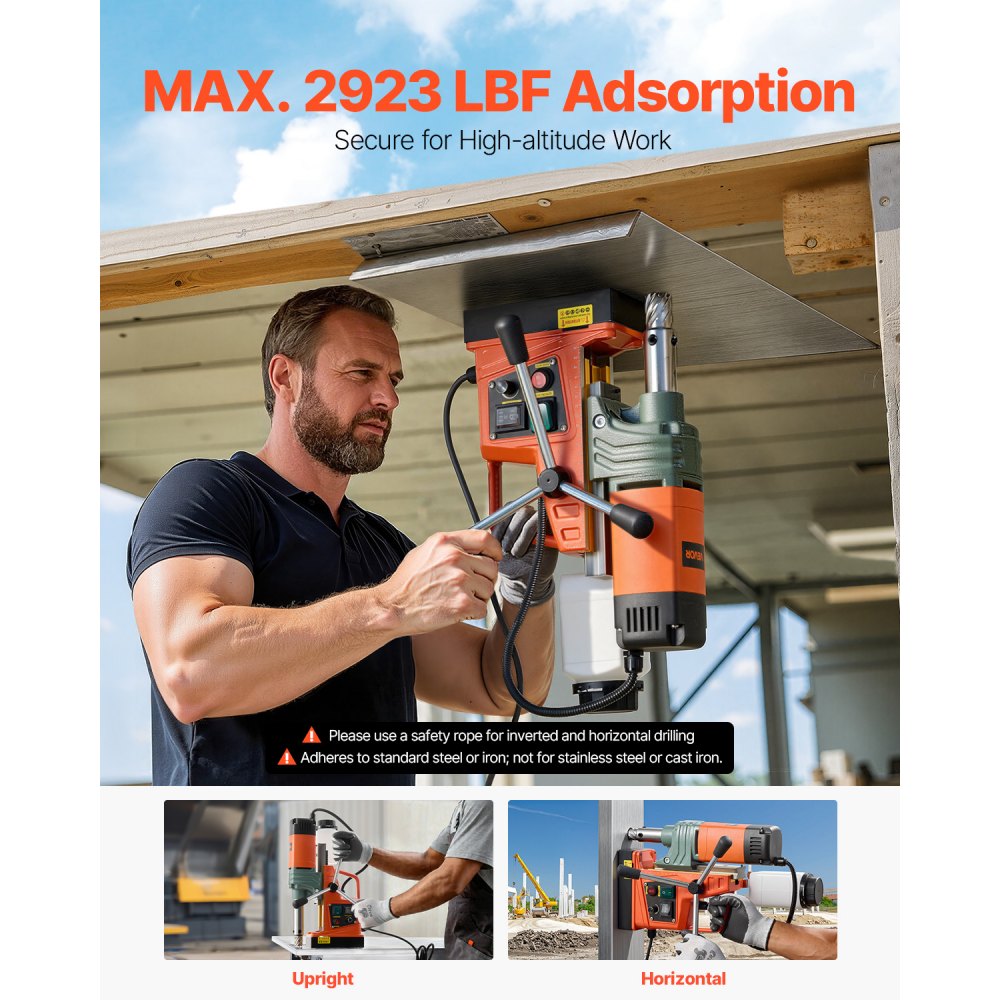Perceuse magnétique, moteur 1450 W, diamètre de carottage 50 mm, force magnétique 13 000 N, carottage électrique avec 6 carottages, vitesse variable, foret pour surfaces métalliques Perceuse magnétique, moteur 1450 W, diamètre de carottage 50 mm, force magnétique 13 000 N, carottage électrique avec 6 carottages, vitesse variable, foret pour surfaces métalliques