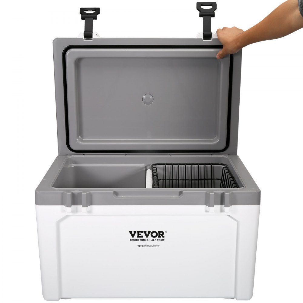 Glacière Passive Glacière 57,26 L, Glacière Isotherme Camping Thermo Box 45-50 Canettes, Réf. rigérateur Camping avec Panier, Glacière Isotherme Portable, Glacière Multifonctionnelle