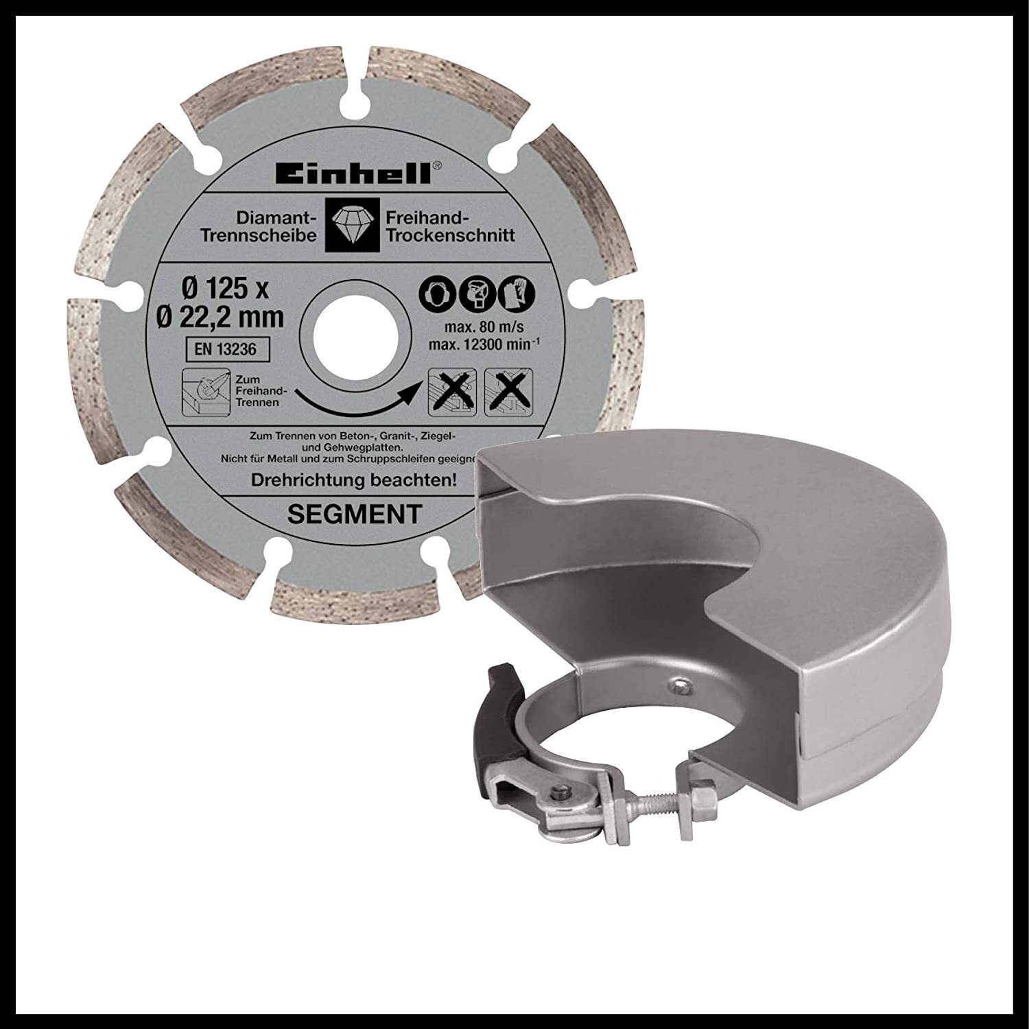 Einhell angle grinder TE-AG 125/750 kit (750 W, disc Ø 125 mm, key in additional handle, including sliding cutting disc, disc protection)