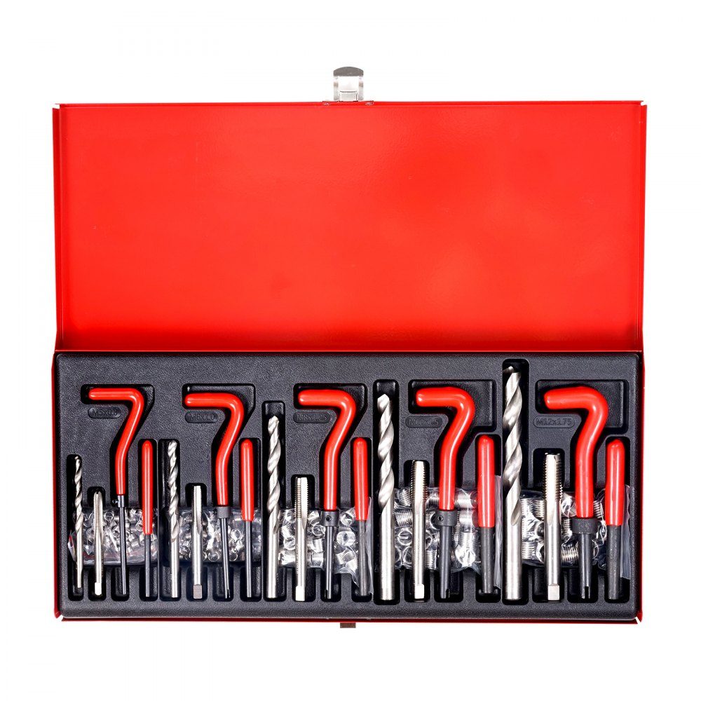 Thread Repair Kit, 166 Piece Metric Helicoil Repair Kit, M5 M6 M8 M10 M12 Re-Tapping Tool Kit with HSS Drill Bits, Thread Inserts, Tap Snap-Off Installation Tools
