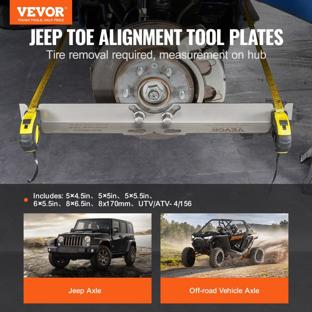 Wheel Alignment Tool, 2 Pack Wheel Alignment Track Plates, Stainless Steel Wheel Alignment Tool Plate, Accurate Track Angle Measurement, Includes 2 Tape Measures and Conversion Table