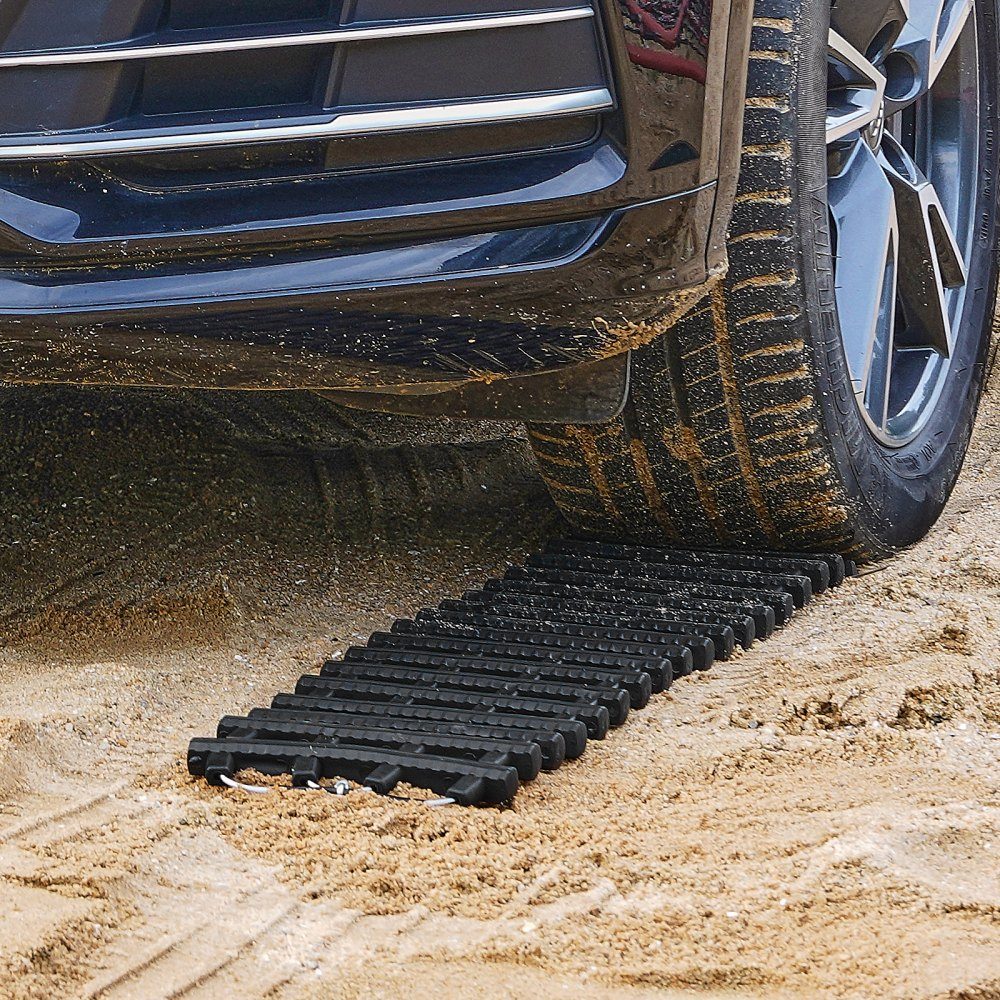 7 TON Traktionsbretter mit TPR-Material, Bergungsbretter für Geländefahrzeuge/Autos/Pickups/SUVs/Wohnmobile, Paar Reifen-Traktionsmatten auf Schnee, Sand, Schlamm und losem Boden, Aufbewahrungstaschen, kurz, schwarz