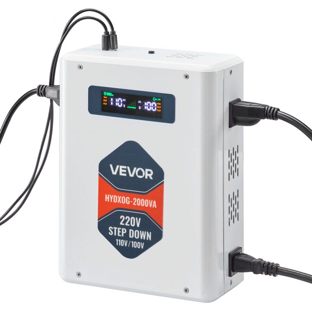 Step Down Voltage Converter 2000VA Heavy Duty Converter 220V to 110V Power Transformer with 2 US Sockets USB Output LCD Display Temperature Protection for 110V Devices