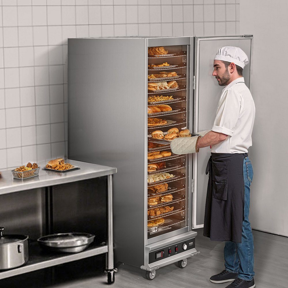 Hot-Box-Speisenwärmer, Snackwärmer mit 16 Ebenen, Wasserschüssel, Einzeltür und verstellbaren Regalen, Speisenwärmer aus Edelstahl, ideal zum Aufbewahren von Pizza, Hähnchen