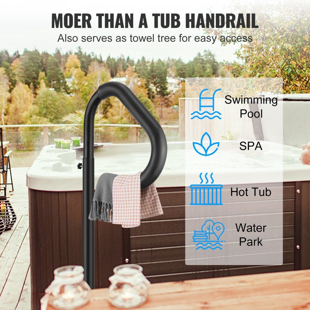 Whirlpool-Handlauf 272 kg Tragkraft Spa-Reling aus Aluminiumlegierung Pool-Handlauf höhenverstellbar von 122,92 bis 160 cm Haltegriff Einstiegshilfe 360° drehbar für Schwimmbäder Whirlpools