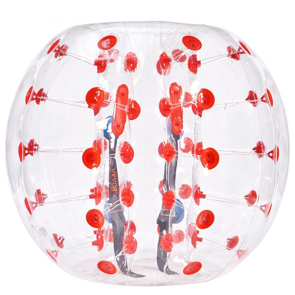 Aufblasbarer Bump-Ball, Bumper-Ball, 1 Stück, 1,2 m x 1,03 m, menschlicher Kollisionsball, PVC-Körper-Blasen-Bounce-Ball für Outdoor-Aktivitäten, transparent + rote Punkte, aufblasbarer Bumper-Ball