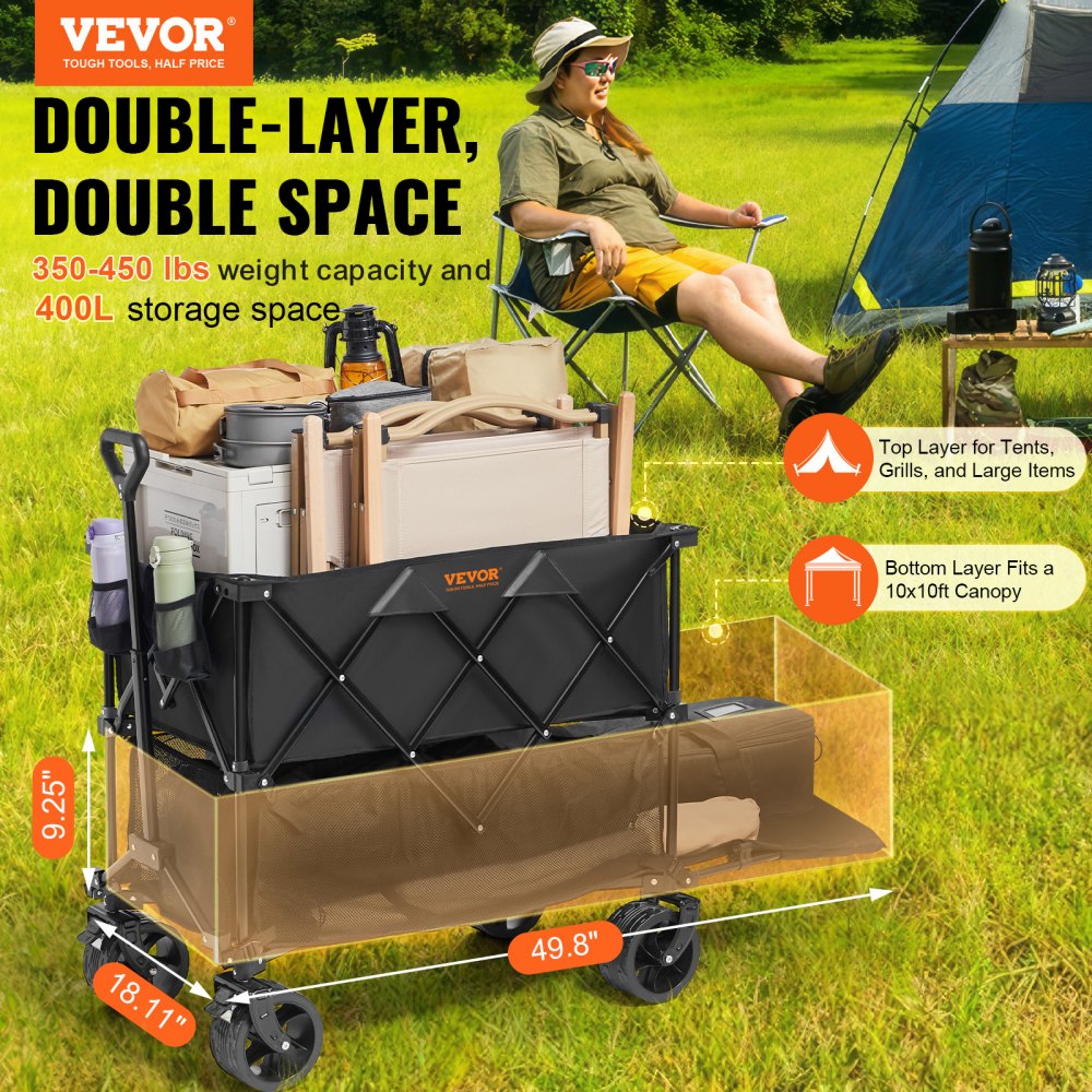 Wózek spacerowy 1320 x 565 x 1065 mm wykonany z tkaniny Oxford 600D z powłoką PVC, wózek plażowy, wodoodporny, odporny na promieniowanie UV, max. Ładowność 204 kg, wózek transportowy, wózek na sprzęt, wózek ręczny Wózek spacerowy 1320 x 565 x 1065 mm wykonany z tkaniny Oxford 600D z powłoką PVC, wózek plażowy, wodoodporny, odporny na promieniowanie UV, max. Ładowność 204 kg, wózek transportowy, wózek na sprzęt, wózek ręczny