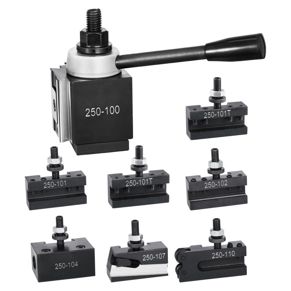Schnellwechsel-Werkzeughalter-Set, 8-teiliger Stahlhalter, passend für Mini-Drehmaschinen und Metalldrehmaschinen mit 15,2 cm bis 30,5 cm Umlaufdurchmesser, ideale Verbesserung für Ihre Werkstatt