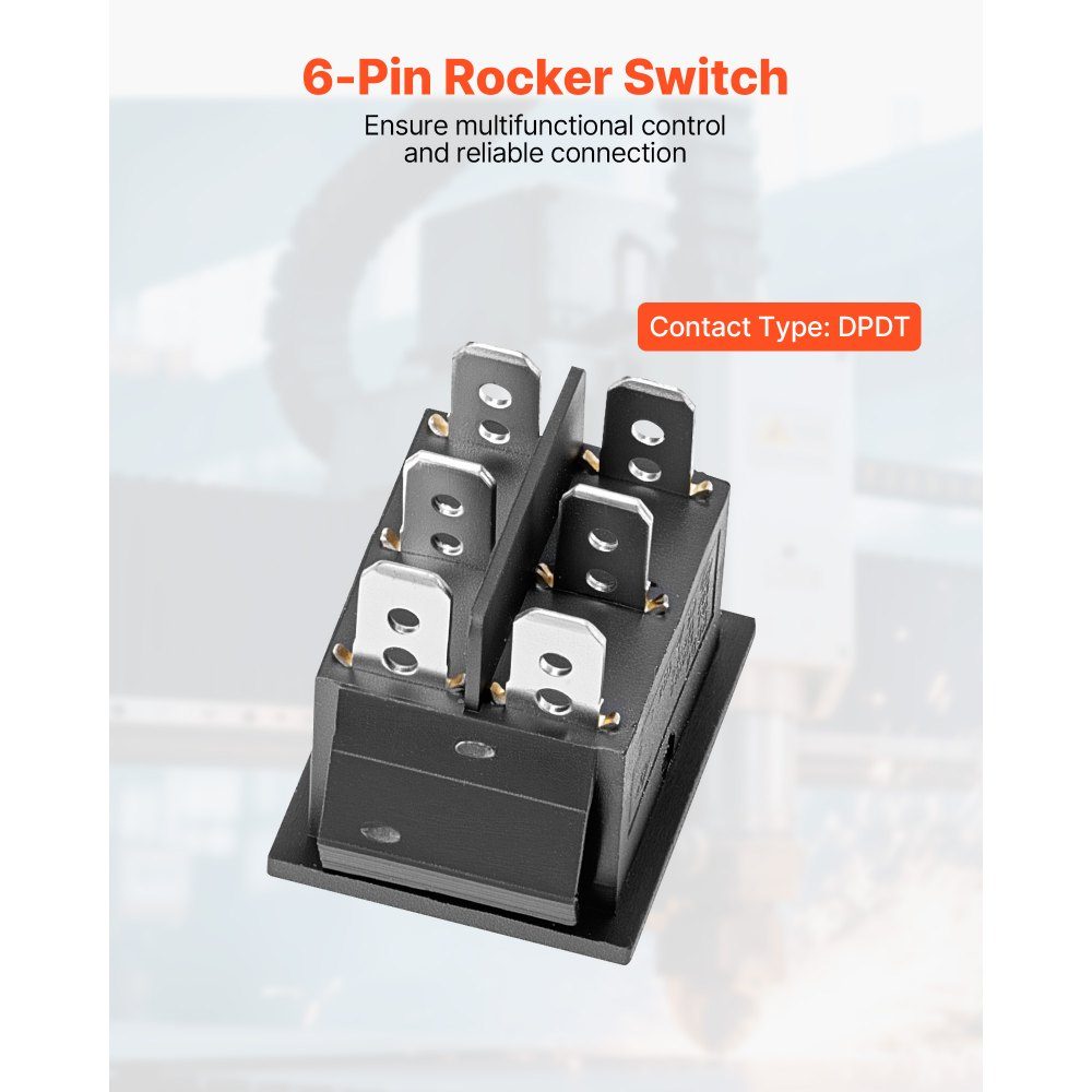 Rocker Switch, 6 Pin DPDT Toggle Switch with 3 Positions (ON)-Off (ON), Pole Reversing Switch AC 250V/16A 125V/20A, Ideal for Home, Office and Light Industrial Use