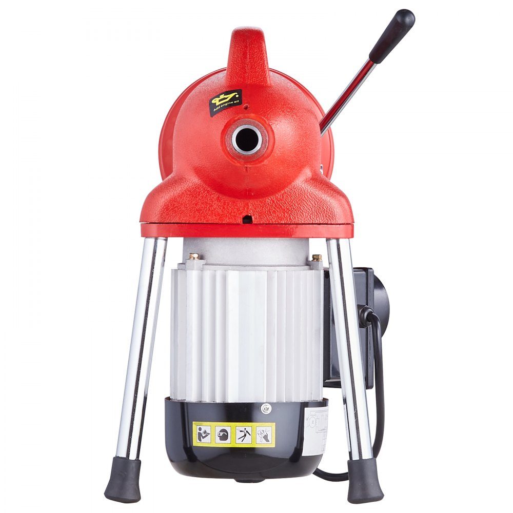 Pipe Cleaning Machine 120' x 5/8'', 370W Electric Pipe Cleaning Cable with Manual Feed - with 2 steel cable sections (120' x 5/8" and 23' x 3/8"), 7 cutters and CW/CCW control for 1.6" to 4" pipes
