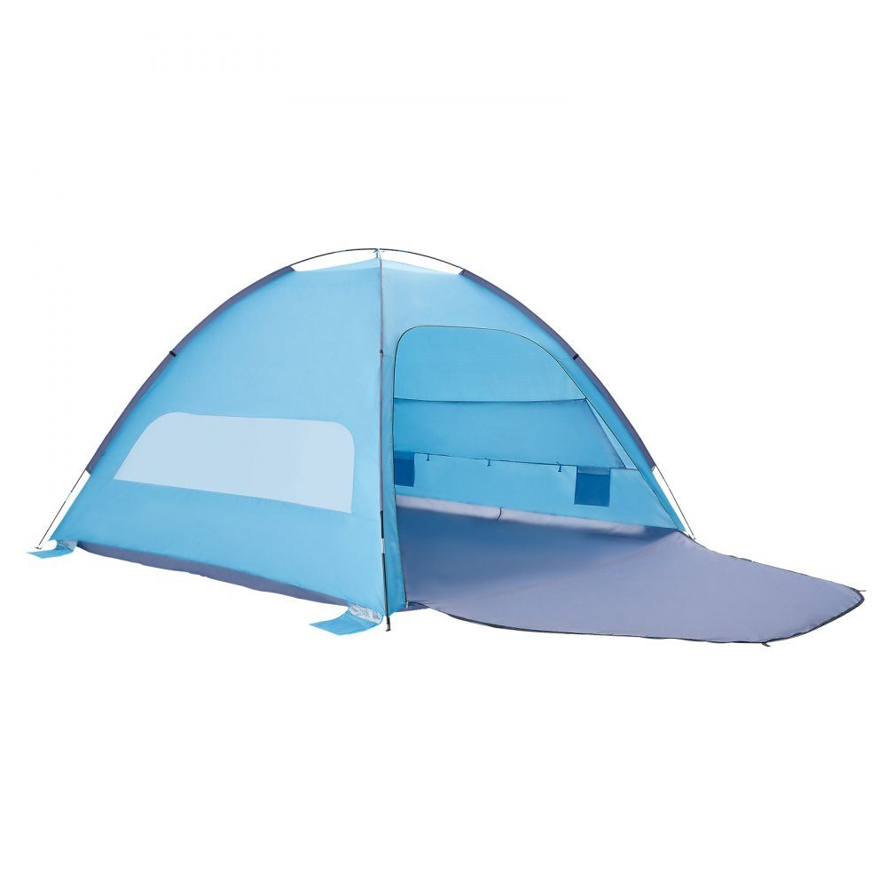 Strandtent Zonnescherm voor 8 personen, UPF 50+ bescherming, draagbare strandtent met draagtas en grondankers, lichtgewicht strandparaplu voor kamperen, vissen, picknicken, zonnetent