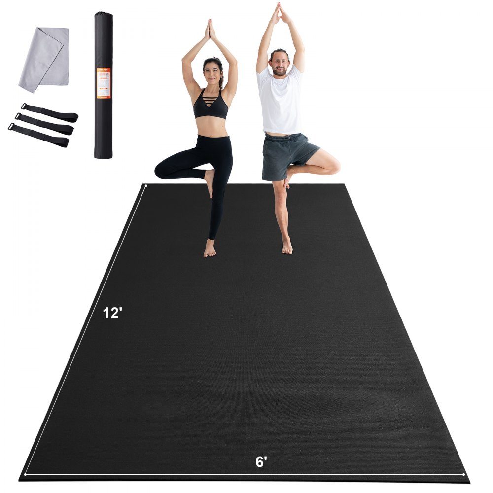 Trainingsmatte, rutschfeste Premium-Yogamatte mit hoher Dichte, Übungs-Yogamatte für Männer und Frauen, Fitness- und Trainingsmatte mit Tasche und Gurt, für alle Arten von Heim-Yoga, Pilates und Bodentraining (3,6 x 1,8 m)