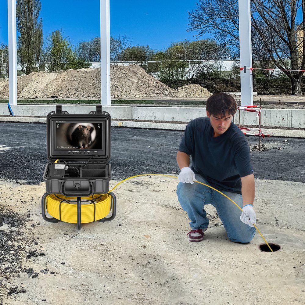 Sewer Camera, 50m Self-Leveling Pipe Inspection Camera with 9" 1080P HD Screen, 36X Zoom, Waterproof IP68-Rohrkamera with Lights-12 LED, 32GB Card Borescope for Sewer Pipes