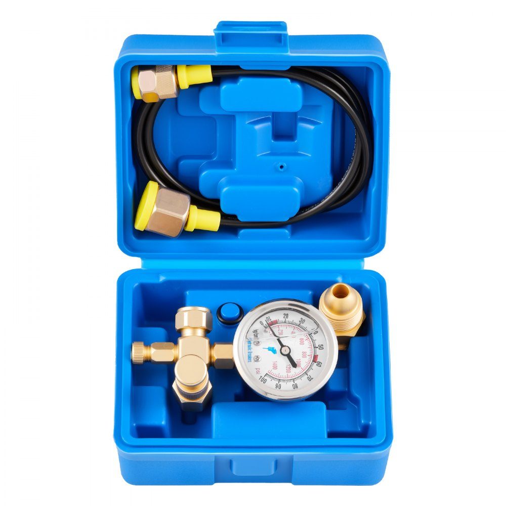 Hydraulisches Stickstoffspeicher-Ladeset, 0–1420 PSI Stickstofffüllset, Druckprüfsystem mit 1 Manometer, 1 Gasschlauch, 1 Ventilkörper und 1 CGA580-Adapter für Baumaschinen