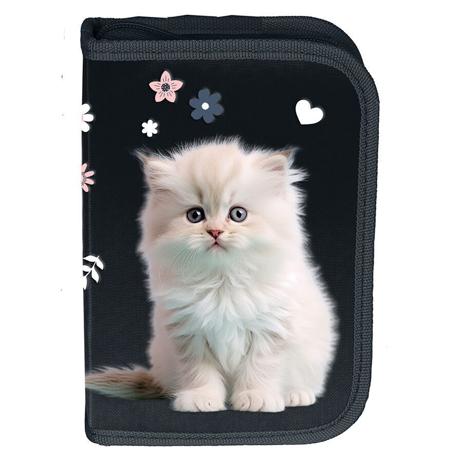 Etui met accessoires Klein wit katje