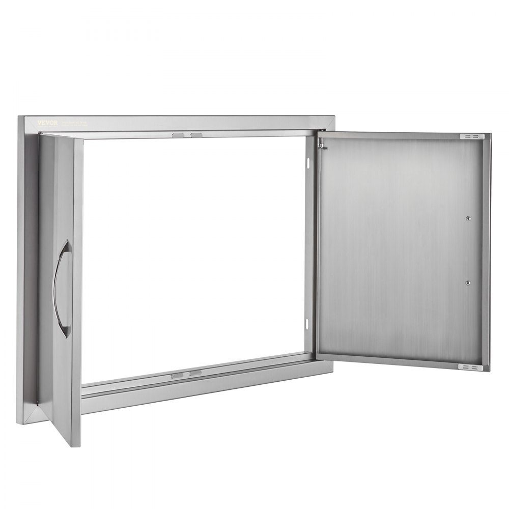 Grill Access Door 774x533mm Double Outdoor Kitchen Door Flush Mount Stainless Steel Door Vertical Wall Door with Handles for Grill Island Grill Station Outdoor Cabinet