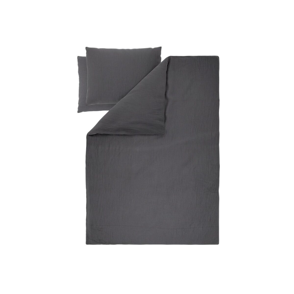 LIVARNO parure de lit, mousseline, 240 x 220 cm, gris foncé