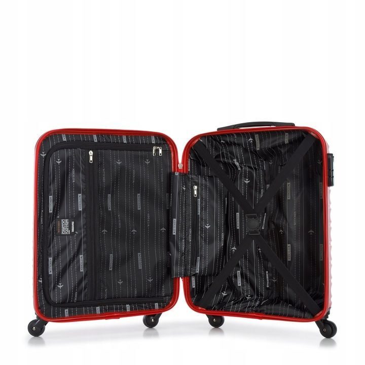 Valise premium valise de voyage valise de bord avec baleines plastique ABS 34l rouge