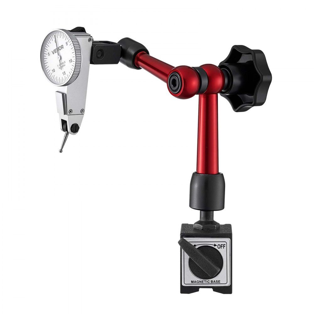 Dial Indicator with Magnetic Stand and Storage Case, 0.01mm Accuracy, 0-0.76mm Range, Micro Ball Handle for Tight Area Measurements, Industrial Machining and Inspection