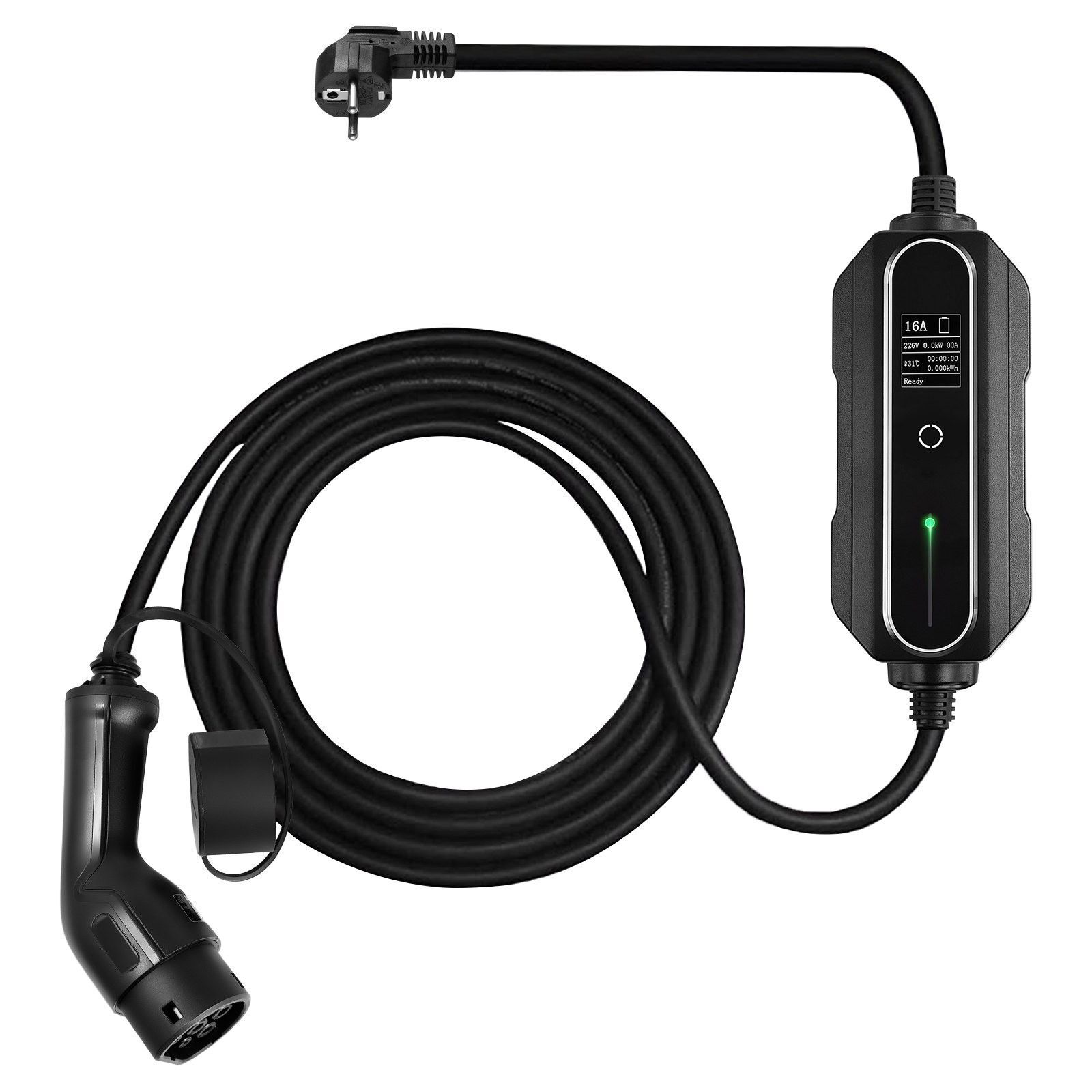 Chargeur Câble de recharge EV 16 A conforme à la norme européenne, station de recharge de 7,5 m pour voiture électrique, prise Schuko à 2 broches, véhicule électrique de 3,6 kW, connexion 250 V IP54 avec écran numérique LCD et certification CE Chargeur Câble de recharge EV 16 A conforme à la norme européenne, station de recharge de 7,5 m pour voiture électrique, prise Schuko à 2 broches, véhicule électrique de 3,6 kW, connexion 250 V IP54 avec écran numérique LCD et certification CE