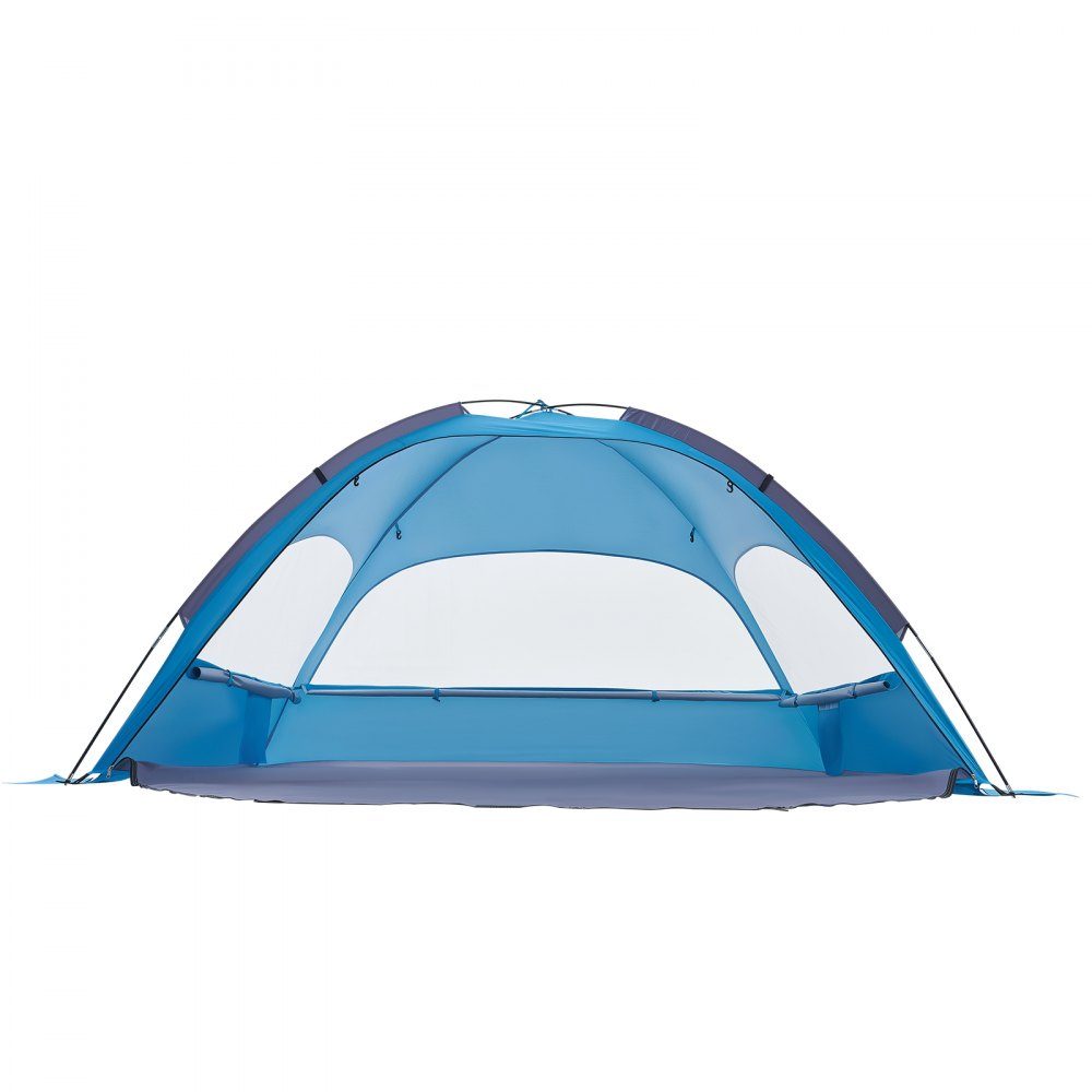 Strandtent Zonnescherm voor 3 personen, UPF 50+ bescherming, draagbare strandtent met draagtas en grondankers, lichtgewicht strandparaplu voor kamperen, vissen, picknicken, zonnetent