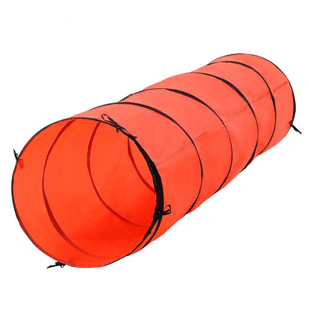 Dog Agility Training Equipment, 5 Piece Upgrade Set with Adjustable High Hurdles, 6 Slalom Poles, Extended Tunnel, Jump Ring, Brake Box, Whistle, Foldable Bowl, Puppy Obstacle Course Set with Storage Bag