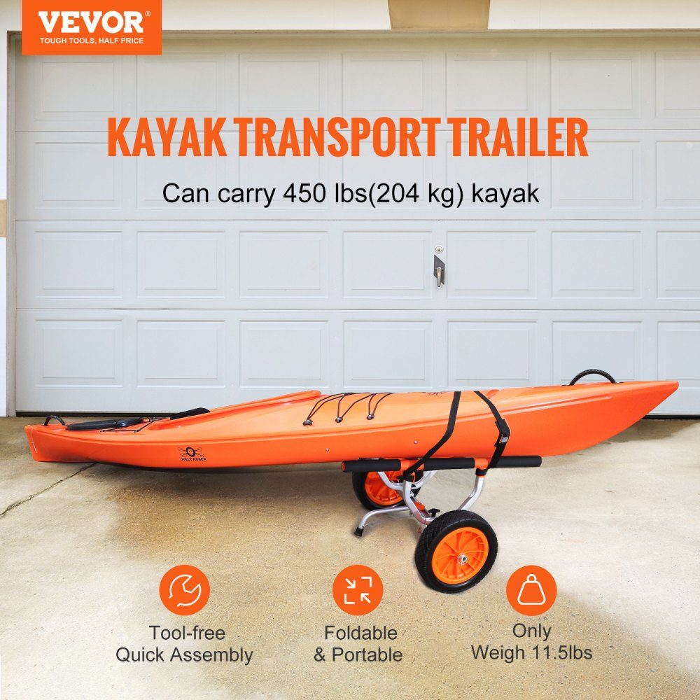 Chariot à kayak chariot à canoë en alliage d'aluminium 800x751x470mm capacité de charge jusqu'à 204kg roues en caoutchouc 30cm 170-440mm réglables pour chariot de bateau chariot de transport de canoë kayak chariot de surf chariot de bateau remorque